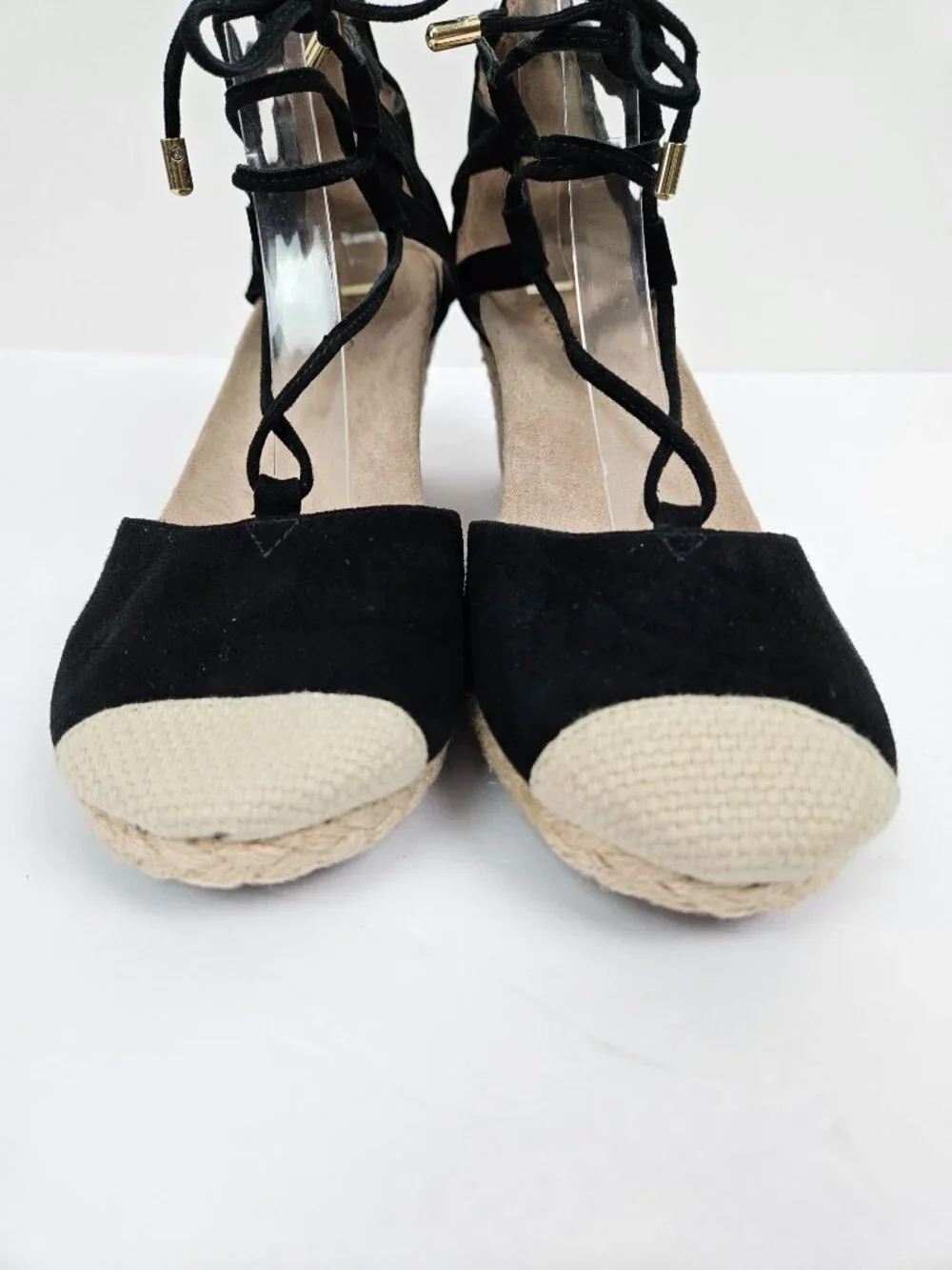 Vionic Calypso Black Suede Strappy Comfort Espadrille Wedge 10